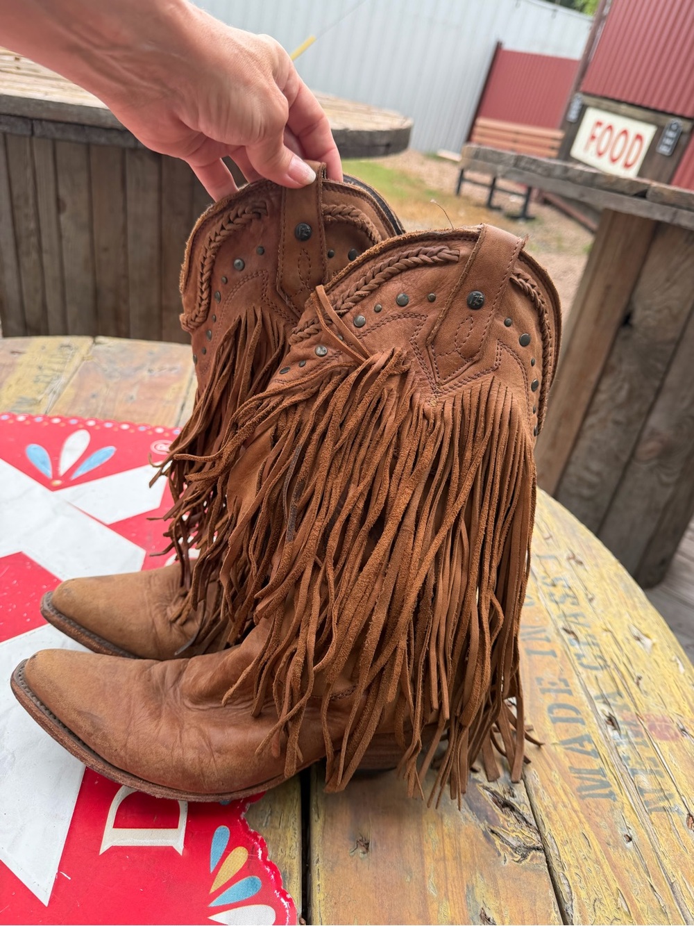 LIBERTY Black Tan Fringe Suede Ankle Boots